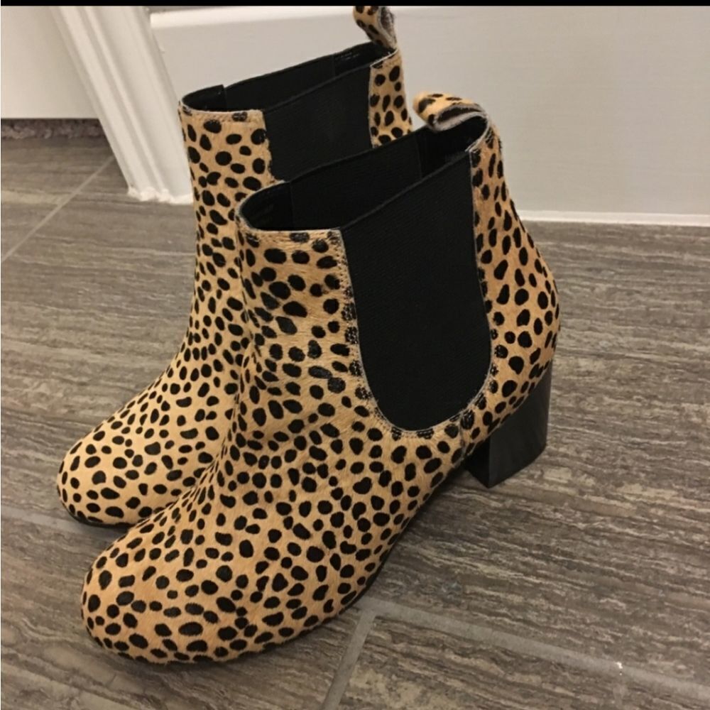 Sole Society Cheetah Calf Hair Heeled Boots Size 7